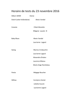 Horaire de tests du 23 novembre 2016