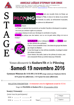 stage PILOXING-KUDURO FIT 19 novembre 2016