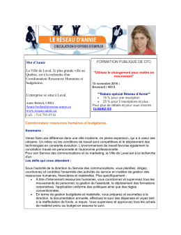 Coordonnateur RH et budg&eacute;taires, Ville de Laval - reseau
