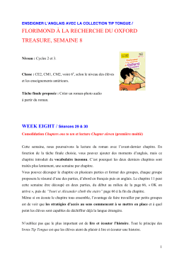 florimond à la recherche du oxford treasure, semaine 8