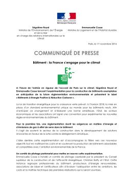 communiqu&eacute; de presse - Minist&egrave;re du Logement et de l`Habitat