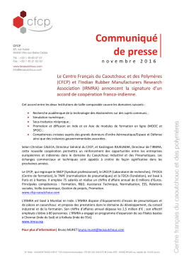 Communiqué de presse - Syndicat national du caoutchouc et des