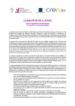 la qualite de vie a l`ecole