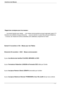 Intentions des Messes