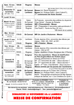 Feuille Paroissiale du Dimanche 13 novembre 2016
