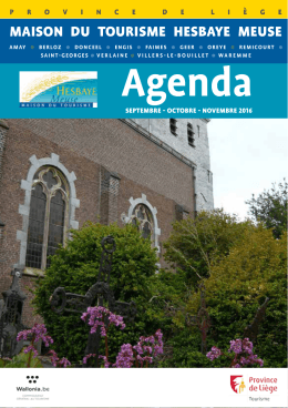 Agenda septembre-novembre 2016 - Fédération du Tourisme de la