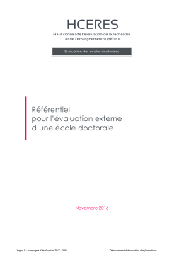 Référentiel pour l`évaluation externe d`une école doctorale