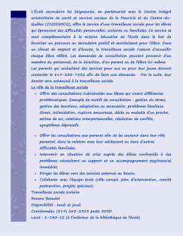Travailleuse sociale - École secondaire les Seigneuries