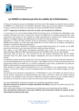 Les RASED ne doivent pas être les oubliés de la
