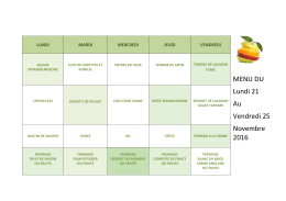 MENU DU Lundi 14 Au Vendredi 18 Novembre 2016