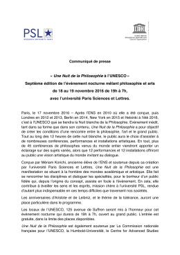 Une Nuit de la Philosophie &agrave; l`UNESCO &raquo; Septi&egrave;me &eacute;dition de