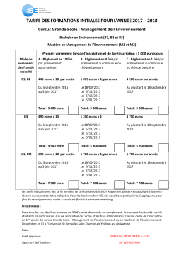 tarifs des formations initiales pour l`annee 2017