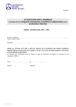 ATTESTATION SUR L`HONNEUR &agrave; remplir par les dirigeants d