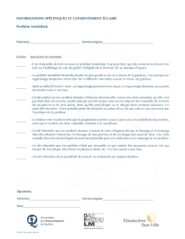 Formulaire Proth&egrave;se imm&eacute;diate