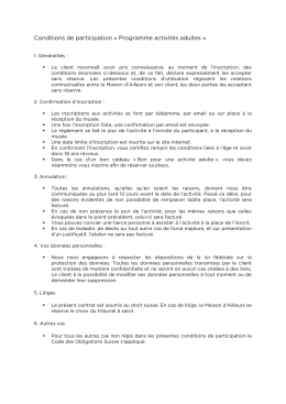 Conditions de participation « Programme