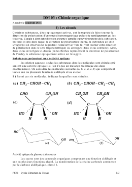 DM 3 : Chimie organique. A rendre le vendredi 25/11.