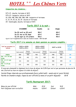 Tarifs hôtel - Les Chênes Verts