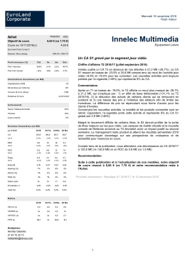 16 novembre 2016 - Flash - Innelec