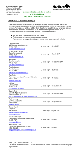 Titulaires d`une licence valide