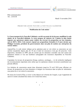 ** Retrouvez toute l`actualit&eacute; du gouvernement sur gouv.nc et