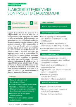 élaborer et faire vivre son projet d`établissement