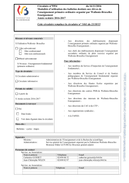 Circulaire n°5954 du 16/11/2016 Modalités d`utilisation des bulletins