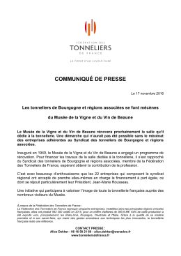 communiqué de presse - Tonneliers de France