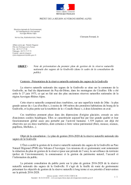 Note de pr&eacute;sentation de la consultation publique