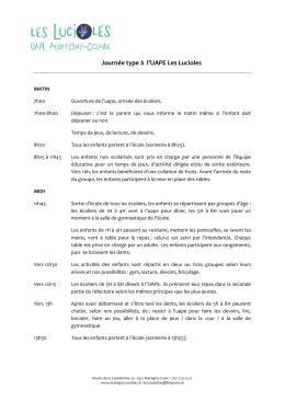 Journ&eacute;e type &agrave; l`UAPE Les Lucioles - Martigny