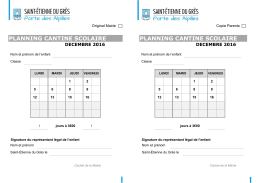 Fiche d`inscription &agrave; la cantine scolaire D&eacute;cembre 2016
