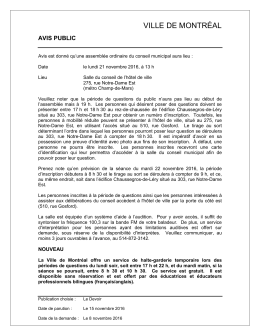 AVIS PUBLICATION CONSEIL 21 novembre 2016