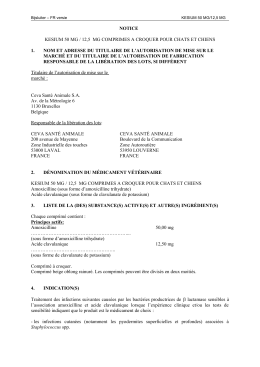 notice kesium 50 mg / 12,5 mg comprimes a croquer pour chats et