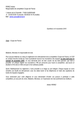 Coupe de France 2016-2017 - le Comit&eacute; de Franche