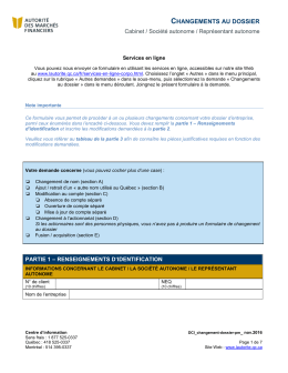 Demande de changement au dossier - Autorité des marchés financiers