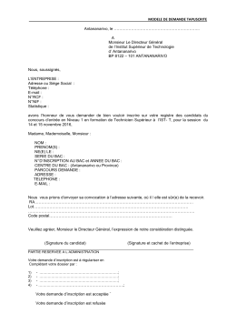 Mod&egrave;le de demande tapuscrite - Institut Sup&eacute;rieur de Technologie d