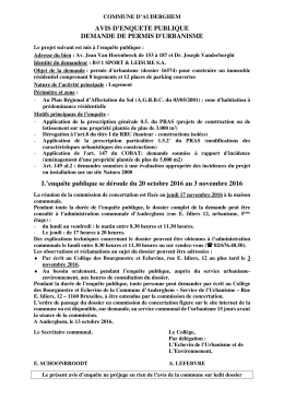 AVIS D`ENQUETE PUBLIQUE DEMANDE DE PERMIS D