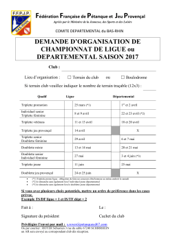 DEMANDE D`ORGANISATION DE CHAMPIONNAT DE