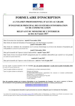 FORMULAIRE D`INSCRIPTION |Exa pro INGENIEUR P