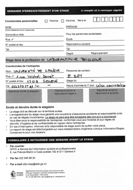 Demande de stage en biologie