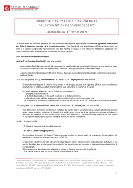 MODIFICATIONS DES CONDITIONS