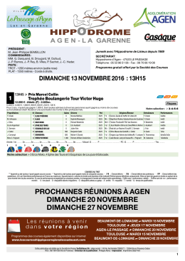 prochaines réunions à agen dimanche 20 novembre dimanche 27