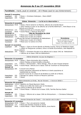 Annonces du 5 au 27 novembre 2016
