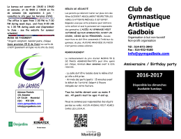 2016-2017 - Le Club de Gymnastique Artistique Gadbois