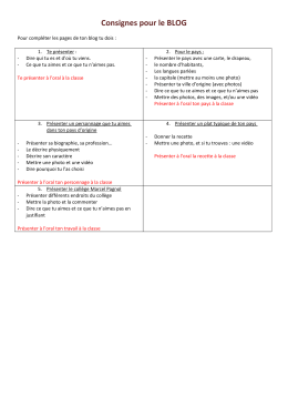 Consignes pour le BLOG