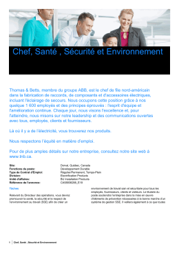 Chef, Sant&eacute; , S&eacute;curit&eacute; et Environnement