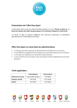 Présentation de l`offre Pass-Sport Offre Pass-Sport en - Saint