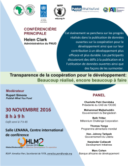 30 NOVEMBRE 2016 8 h à 9 h - International Aid Transparency