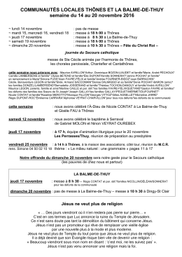 Info Thônes - La Balme de Thuy du 14 au 20
