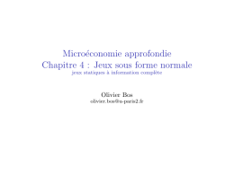Micro&eacute;conomie approfondie Chapitre 4 : Jeux sous