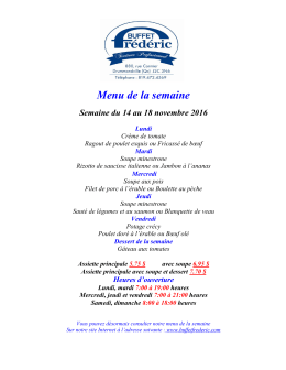 Menu de la semaine